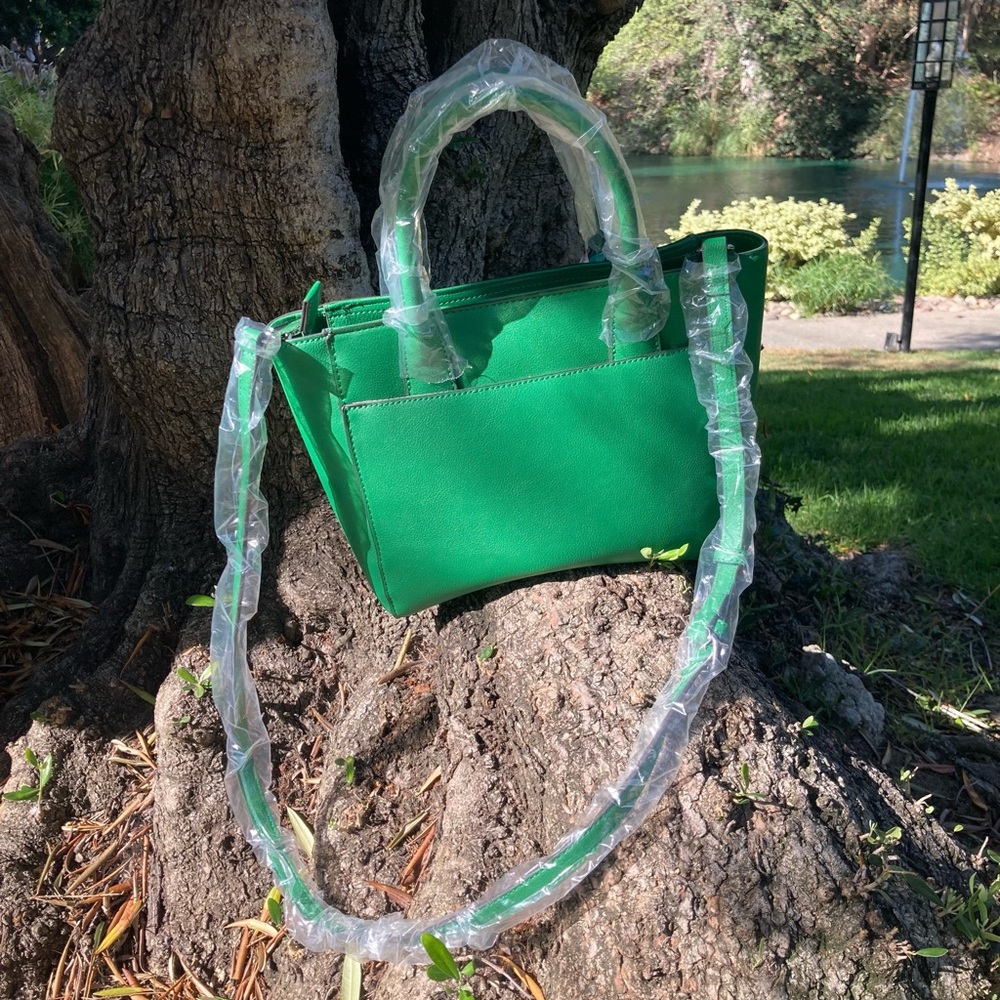 Nine West Green Maysenn Satchel Crossbody Handbag with Structured Design - Picture 5 of 7